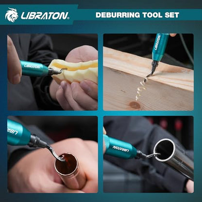 LIBRATON Deburring Tool 3d Printing, Countersink Chamfering Reamer Tool | 360 Degree Swivel Deburring Tool for Metal, Resin, PVC, Copper, Plastic, Wood, Deburring Tool 3d Printing with 10 HSS Blades