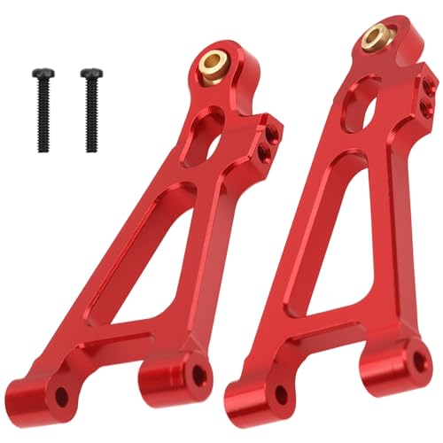 ShareGoo Aluminum Suspension Arms Set Swing Arms Front Rear A Arms Compatible with Hyper Go H16BM H16DR H16 MJX 16207 16208 16209 16210 1/16 RC Upgrade Parts (Red) - color: Red