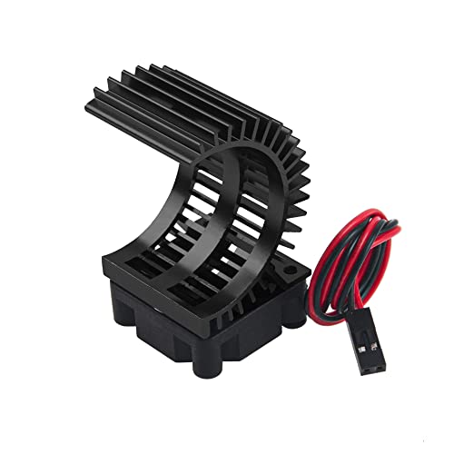 RC Motor Heatsink 540 545 550 Brushless Brushed Electric Engine Heat Sink with 5-6V Cooling Fan Compatible with Traxxas HSP HPI Wltoys Himoto Axial Tamiya 1/10 RC Crawler Truck Car (Black) - color: Black