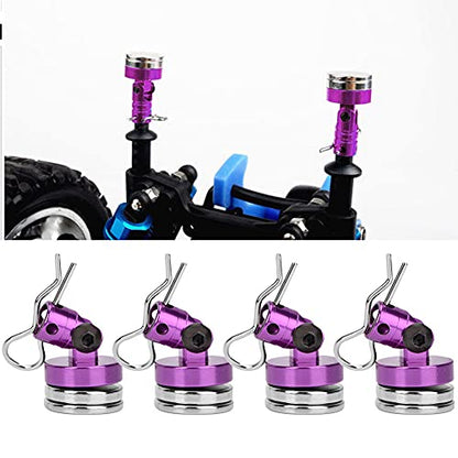 Magnetic Body Mount Kit, Invisible Magnetic Shell Post Mounting Set for SCX10 4W D HSP 1 10 RC Car, Aluminum Alloy Body Post with Slotting Design (Purple) - color: Purple