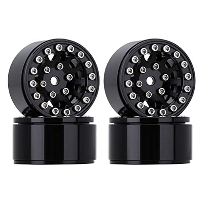 INJORA 1.0 Wheel Rims RC Metal Beadlock Wheels Rims for AX24 1/18 TRX4M All 1/24 Scale Axial SCX24 Deadbolt RC Crawler Car Upgrades Accessories(Black) - color: Black