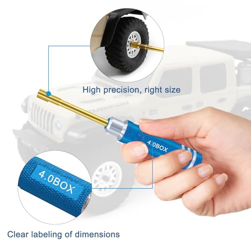Hex Nut Screwdriver Set 2.0mm 2.5mm 3.0mm 3.5mm 4.0mm 4.5mm 5.0mm Hexagonal Head Nut Driver for Axial SCX24 Wheel Fixing 7PCS Screwdrivers for RC Models Car Boat Helicopter - color: Blue
