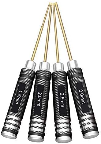 4pcs 1.5mm 2.0mm 2.5mm 3.0mm Hex Screw Driver Set Titanium Hexagon Screwdriver Wrench Tool Kit for Multi-Axis FPV Racing Drone RC Quadcopter Helicopter Car Models - style: 4pcs Screwdrivers