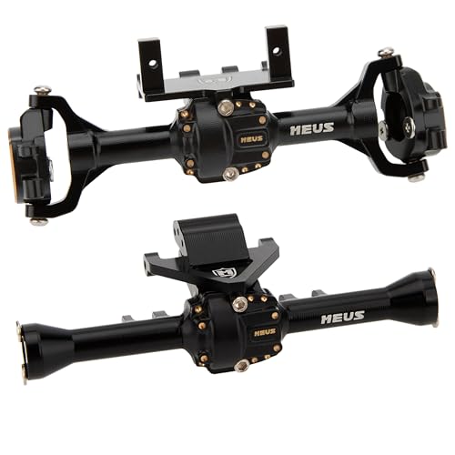 MEUS RACING Ascent 32 Axle Housing with Skid Plate Diff Cover and Steering Knuckles Kit for Redcat Ascent-32 1/32 RC Crawler Upgrades (Black) - color: Black