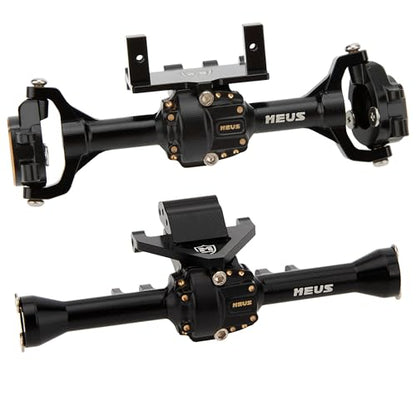 MEUS RACING Ascent 32 Axle Housing with Skid Plate Diff Cover and Steering Knuckles Kit for Redcat Ascent-32 1/32 RC Crawler Upgrades (Black) - color: Black