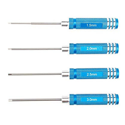 Share Goo H1.5mm 2.0mm 2.5mm 3.0mm Handle Allen Hex Screwdrivers Key Driver Tool Kit Compatible with RC Car Truck FPV Helicopter Drone(Blue) - color: Blue