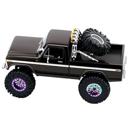 Aluminum Roll Bar with 4 LED Light Bar Roof Lamp Set for 1/18 TRX4M F-150 High Trail Crawler Truck,Chrome(2.0 Upgrade Version) - color: Chrome