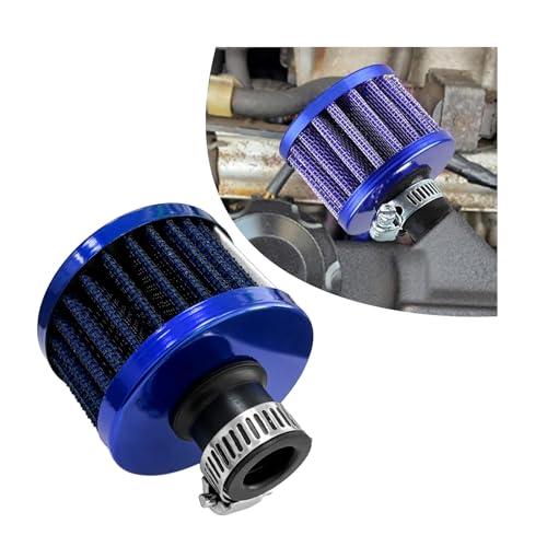 12mm Mini Air Filter, Universal Motor Cold Air Intake Filter Breather, Auto Turbo Vent Intake Filter Cleaner, Crankcase Breather Car Accessories for Motorcycle Engine Parts (Blue) - color: Blue
