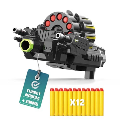 Green Foam Dart Launcher Attachment for RC Toy Vehicle, Soft Foam Dart Shooting Module Replacement Part for Remote Control Stunt Car, Kids RC Car Toy Accessory - color: Green & Foam Blaster