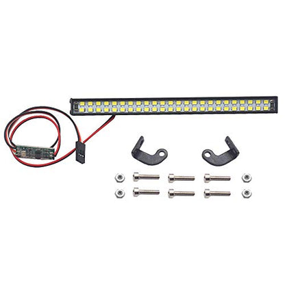 RC Light Bar Roof Lamp Kit 48 Double Row Lights Compatible with Traxxas Slash Rustler Trx4 Axial SCX10 Tamiya D90 Gen8 1/10 RC Crawler (L Shape Universal Brackets)
