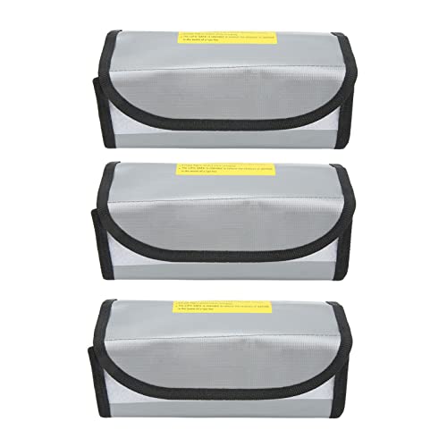 Fafeicy Fireproof Explosionproof Lipo Battery Safe Bag 2PCS 185x75x60mm with Airflow Isolating PVC Fiber for Lipo Battery Storage Transport and Charging