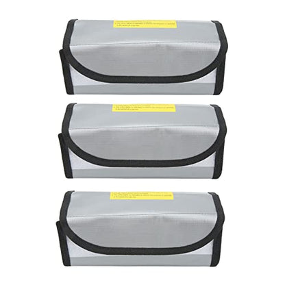 Fafeicy Fireproof Explosionproof Lipo Battery Safe Bag 2PCS 185x75x60mm with Airflow Isolating PVC Fiber for Lipo Battery Storage Transport and Charging