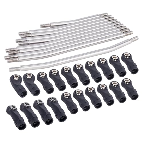 for Axial for SCX10 II 90046 1/10 RC Crawler Car Upgrade Parts 10Pcs Steel Links Rod Set with Ball End 313/324mm Wheelbase RC Links Linkage(324mm) - size: 324mm