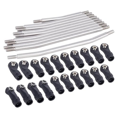 for Axial for SCX10 II 90046 1/10 RC Crawler Car Upgrade Parts 10Pcs Steel Links Rod Set with Ball End 313/324mm Wheelbase RC Links Linkage(324mm) - size: 324mm