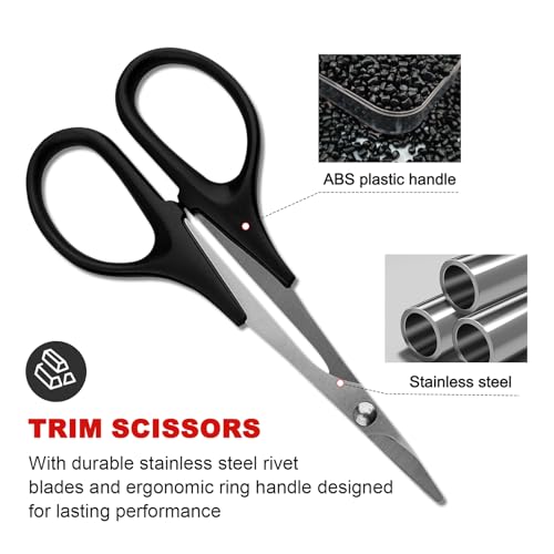 RC Body Reamer & Scissors Set – 0-14mm Hole Puncher with Curved/Straight Tips for Polycarbonate Shells (Lexan Trimming Tools with Sleeve)