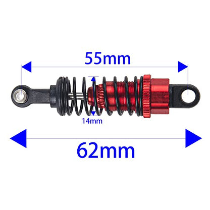 4Pcs ShareGoo RC Shock Absorber Damper 55mm Shocks Assembled Compatible with WLtoys A959 969 A979 K929 1/18 RC Car (Red)