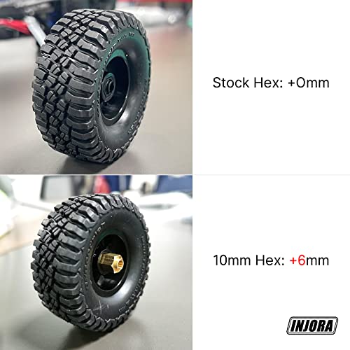 INJORA Brass Wheel Hex Hub 10 mm (+6 mm) Extender Adapter for TRX4M 1/18