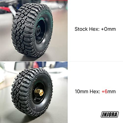 INJORA Brass Wheel Hex Hub 10 mm (+6 mm) Extender Adapter for TRX4M 1/18