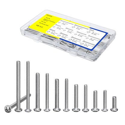 120pcs Machine Screws, #6-32#8-32 Electrical Screw Kit | 304 Stainless Steel, Phillips Pan Head Replacement Machine Screws for Outlet, Panel, Furniture, DIY Projects