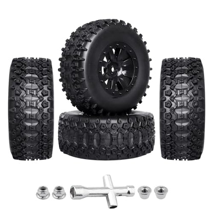 Pre-Glued RC SC Tires Wheels for Traxxas Slash 2WD Vxl 4x4 Redcat Blackout XTE TR10, Losi 22S SCT RC Short Course Truck