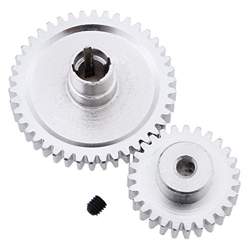 HobbyPark Metal Diff Differential Main Gear 42T & Motor Pinion Gear 27T Set for WLtoys A959-B A969-B A979-B K929-B 1/18 Scale RC Car Upgrade Parts (Sliver)