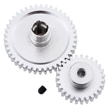 HobbyPark Metal Diff Differential Main Gear 42T & Motor Pinion Gear 27T Set for WLtoys A959-B A969-B A979-B K929-B 1/18 Scale RC Car Upgrade Parts (Sliver)