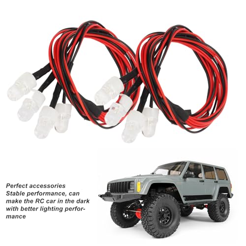 4 LED Universal RC Car Lights Durable Silicone Headlights Taillight Kit for, White/Yellow, 2pcs