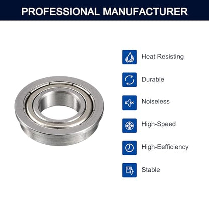 F6903ZZ Flanged Ball Bearing, ID 17mm x OD 30mm x Width 7mm Double Metal Shielded Deep Groove Bearings, Pre-Lubricated (GCr15) Chrome Steel 10pcs - size: F6903ZZ 17mmx30mmx7mm