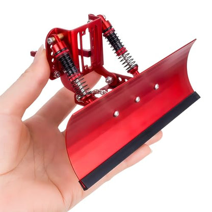 RC Snow Plow for TRX4M & SCX24, Adjustable Aluminum 1/18 1/24 RC Crawler Plow, Servo Operated Snow & Sand Shovel Upgrade, CNC Metal RC Plow Truck Accessory (Red) - color: Red