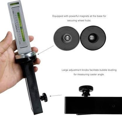 Camber Alignment Tool, Adjustable Magnetic Caster Pillar Gauge Professional Tire Repair Tool, High Precision Camber Strut Wheel Alignment Instrument for Car Truck RV (Black) - color: Black