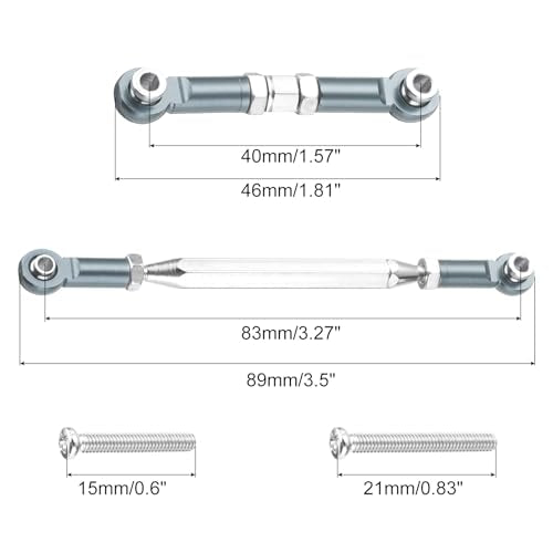MECCANIXITY 2 Sets Adjustable Turnbuckles Camber Link Linkages Aluminum Alloy Upgrade Parts RC Car Steering Pull Rod Servo Linkages Tie Rod for MN 1:12 D90 RC Car Crawler,Titanium Grey - color: Titanium Grey