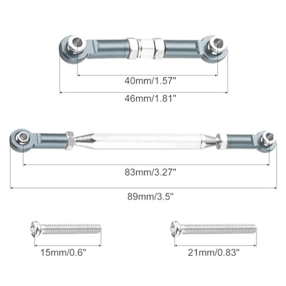 MECCANIXITY 2 Sets Adjustable Turnbuckles Camber Link Linkages Aluminum Alloy Upgrade Parts RC Car Steering Pull Rod Servo Linkages Tie Rod for MN 1:12 D90 RC Car Crawler,Titanium Grey - color: Titanium Grey