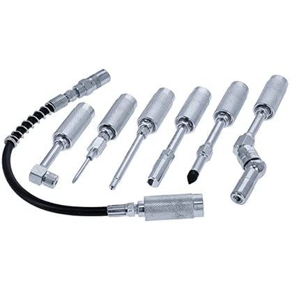 ABN Lube Accessory Kit - 7pc Automotive Universal Grease Coupler Kit and Grease Gun Attachments with Carrying Case