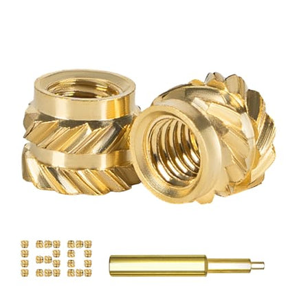 QSJ 130Pcs Threaded Inserts Heat Set Inserts Kit M3x4x5 Brass Insert Nut with Soldering Iron Tip for 3D Printed Plastic Materials - size: (130pcs) M3x4x5
