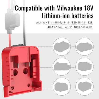 Azocek Power Wheel Adapter 2 Packs Compatible with Milwaukee 18V Battery | Battery Converter Kit, Fuse & Switch Included, Wire Terminals & 12 AWG Wire, Compatible with DIY RC Car Toys Robotics