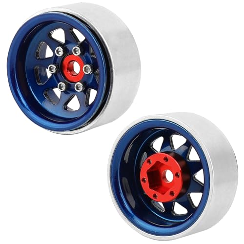 1.0 Beadlock Wheel -3.78mm Offset Wheel Rims for 1/18 1/24 RC Crawler Car Axial AX24 SCX24 FMS FCX24 TRX4M Upgrades (Dark Blue) - color: Dark Blue