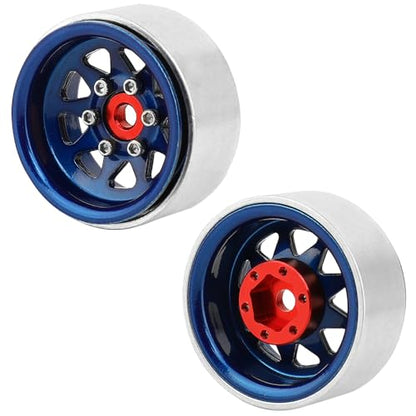 1.0 Beadlock Wheel -3.78mm Offset Wheel Rims for 1/18 1/24 RC Crawler Car Axial AX24 SCX24 FMS FCX24 TRX4M Upgrades (Dark Blue) - color: Dark Blue