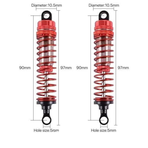 RC Car Shock Absorbers Compatible with Wltoys 104009 1/10 RC Car Truck Off-Road for Racing for Buggy Parts Aluminium Alloy Shocks Absorber Damper 1972(2pcs) - size: 2pcs