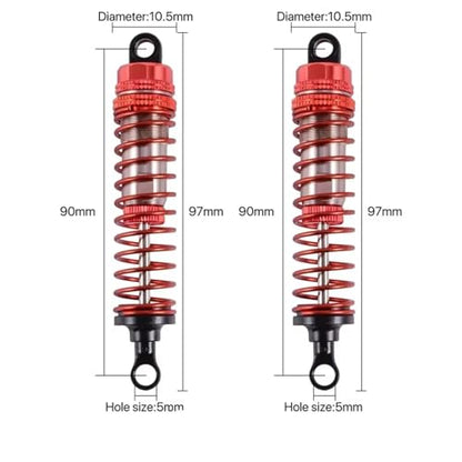 RC Car Shock Absorbers Compatible with Wltoys 104009 1/10 RC Car Truck Off-Road for Racing for Buggy Parts Aluminium Alloy Shocks Absorber Damper 1972(2pcs) - size: 2pcs