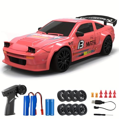 RC Drift Car,1:24 Scale Remote Control Cars Vehicle for Kids, 2.4GHz 20KM/H 4WD High Speed RC Cars with LED Light Two Batteries & Drifting Tires Racing Sport Toy Car for Adults Boys Girls S812-Red - style: S812-red