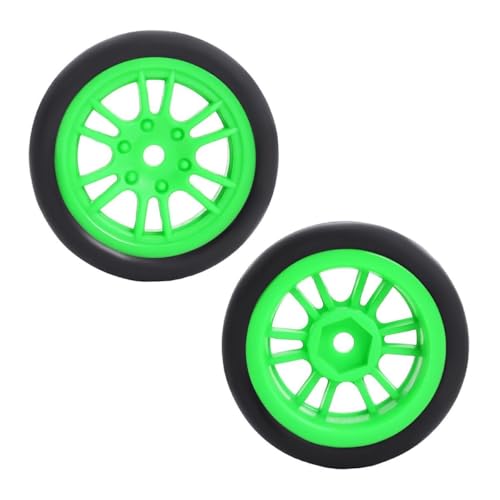 4PCS Finished Flat Running Drift Tires and Wheels 7MM Hexagon for 1/24 Losi Micro B Upgrades and 1/28 Losi Micro T Upgrades (b Green) - color: B Green