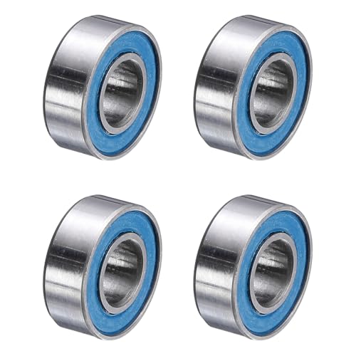 uxcell 4 Pcs MR115-2RS Deep Groove Micro Bearing, 5x11x4mm Double Rubber Sealed Chrome Steel Small Bearings (ABEC5, Z4 Low Noise) - size: MR115-2RS