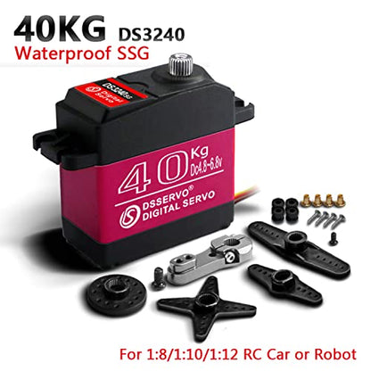 ZOSKAY 40kg RC Servo High Torque Metal Gear Standard Digital Servo 6.8V for 1/8 1/10 RC Cars (40kg 180 Degree)