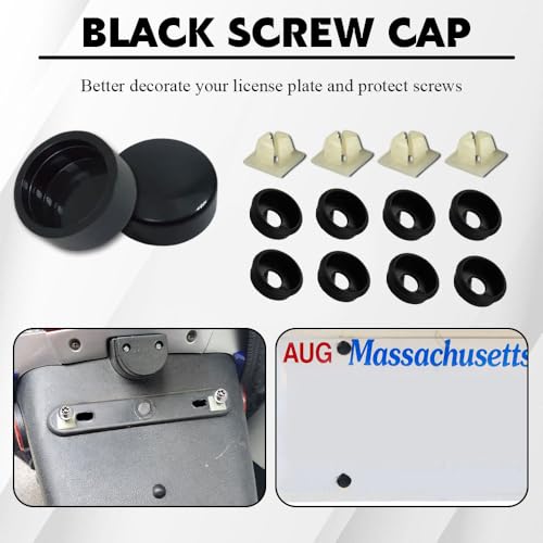 Anti Theft License Plate Screws Kits, License Plate Screw Caps, Stainless Steel Car Tag Holder Bolts Fasteners Kit, Car M6 (1/4") Tamper Proof Fastener Nut & Cap for Frame Mounting (Style 1)