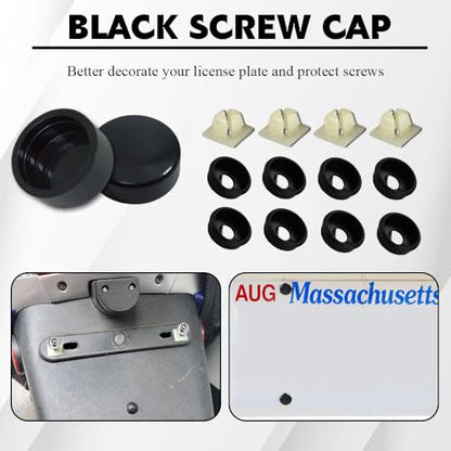 Anti Theft License Plate Screws Kits, License Plate Screw Caps, Stainless Steel Car Tag Holder Bolts Fasteners Kit, Car M6 (1/4") Tamper Proof Fastener Nut & Cap for Frame Mounting (Style 1)