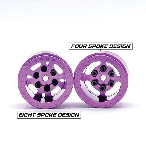 1UP Wheels 1.0" Island Ultra Wide Premium Wheels | Purple | for Axial SCX24, AX24, Traxxas TRX4-M, Redcat Ascent-18, FMS FCX18, 7mm Hex Vehicles - Aluminum Beadlock Wheels - color: Purple