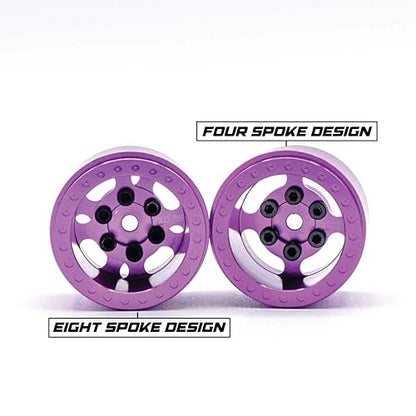 1UP Wheels 1.0" Island Ultra Wide Premium Wheels | Purple | for Axial SCX24, AX24, Traxxas TRX4-M, Redcat Ascent-18, FMS FCX18, 7mm Hex Vehicles - Aluminum Beadlock Wheels - color: Purple