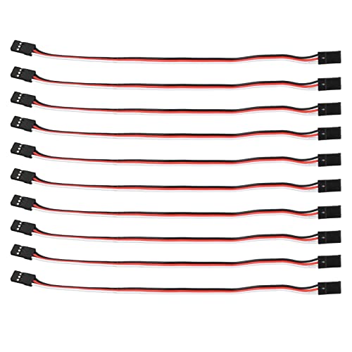 10PCS 3 Pin Servo Extension Cable Futaba JR RC Car Helicopter Aircraft Brass Core Connector Wire (200mm Female to Female) - size: 200mm female to female