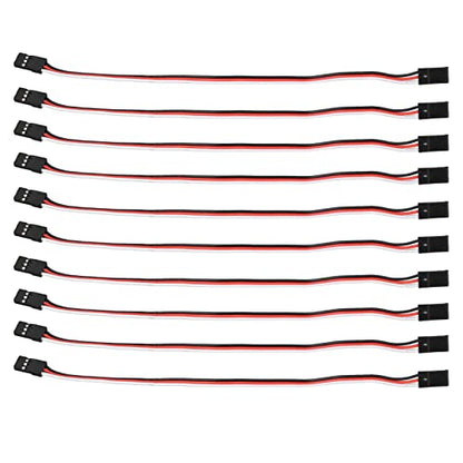 10PCS 3 Pin Servo Extension Cable Futaba JR RC Car Helicopter Aircraft Brass Core Connector Wire (200mm Female to Female) - size: 200mm female to female