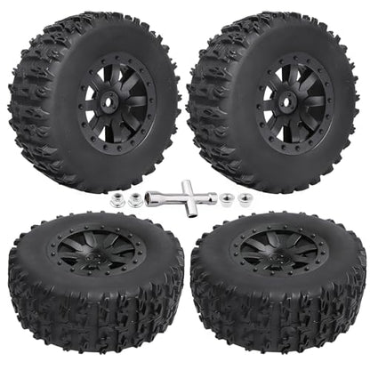 Pre-Glued 1/10 RC Short Course Truck Tires and Wheels Set 12mm Hex for Traxxas Slash 4x4 BL-2S 2WD Redcat Blackout SC Losi SCT Team Associated SC10 HPI, with Foam Inserts (Type 1) - style: Type 1